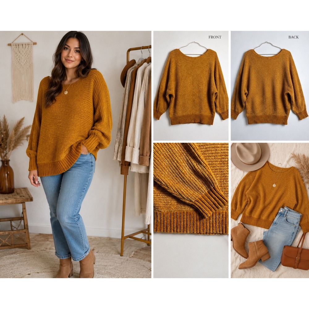Forever 21 Mustard Yellow Chenille Knit Oversized Sweater Mustard Gold Medium